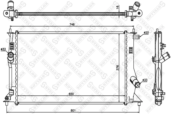 Radiateur, refroidissement du moteur STELLOX 10-26698-SX
