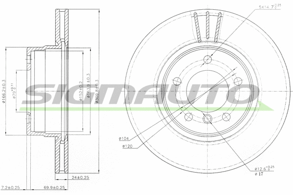 Disque de frein SIGMAUTO DBB241V