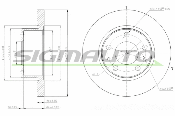 Disque de frein SIGMAUTO DB0194S