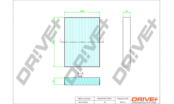 Filtre, air de l'habitacle Dr!ve+ DP1110.12.0358