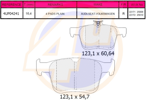 Kit de plaquettes de frein, frein à disque 4u 4UP04241