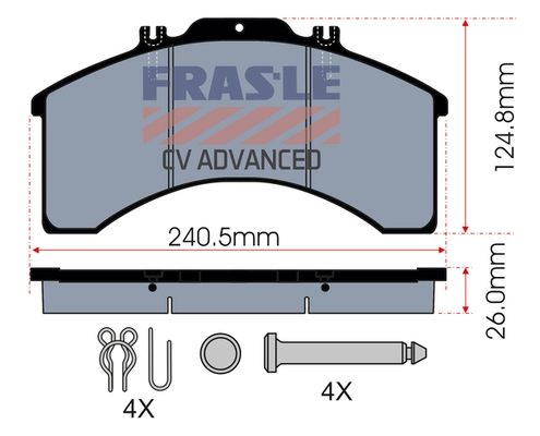 Kit de plaquettes de frein, frein à disque FRAS-LE PD/128-K005-CV