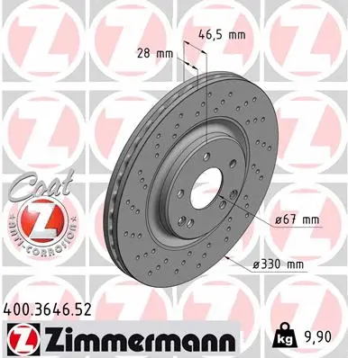 Disque de frein ZIMMERMANN 400.3646.52