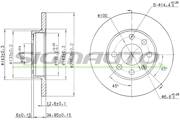 Disque de frein SIGMAUTO DBA116S