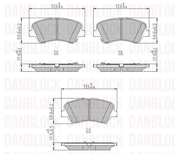 Kit de plaquettes de frein, frein à disque DANBLOCK DB 510980