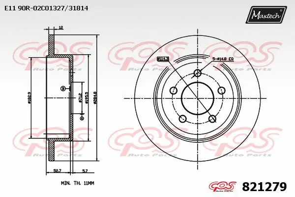 Disque de frein MAXTECH 821279