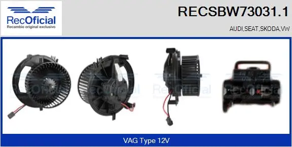 Pulseur d'air habitacle RECOFICIAL RECSBW73031.1