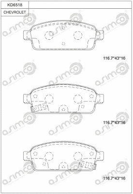Kit de plaquettes de frein, frein à disque ASIMCO KD6518