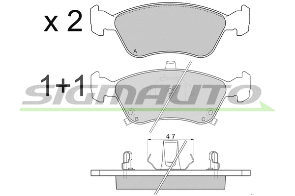 Kit de plaquettes de frein, frein à disque SIGMAUTO SPA814