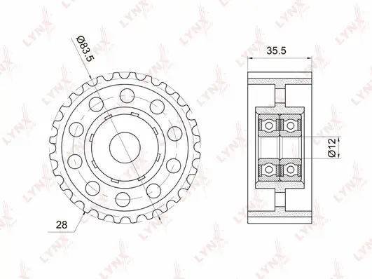 Poulie renvoi/transmission, courroie crantée LYNXAUTO PB-3038