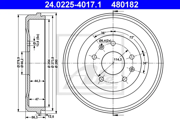Tambour de frein ATE-APAC 24.0225-4017.1