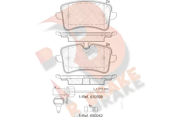 Kit de plaquettes de frein, frein à disque R BRAKE RB1986-203