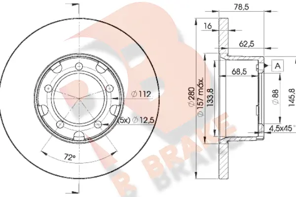 Disque de frein R BRAKE 78RBD14280