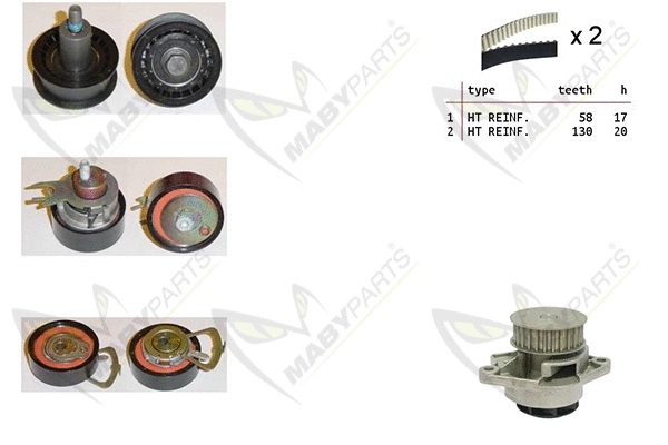 Pompe à eau + kit de courroie crantée MABYPARTS OBKWP0138