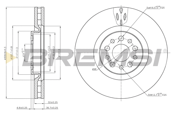 Disque de frein BREMSI CD7180V