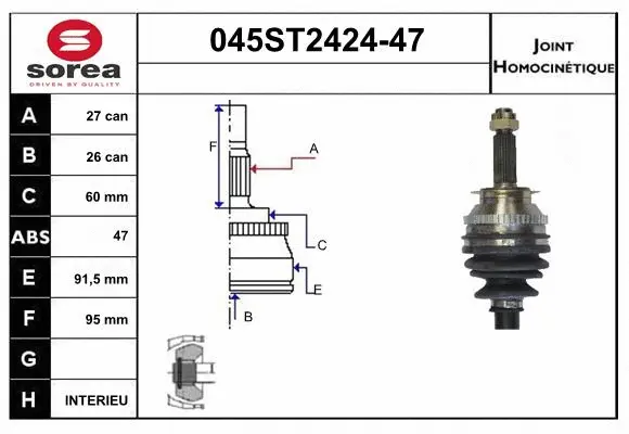 Jeu de joints, arbre de transmission STARTCAR 045ST2424-47