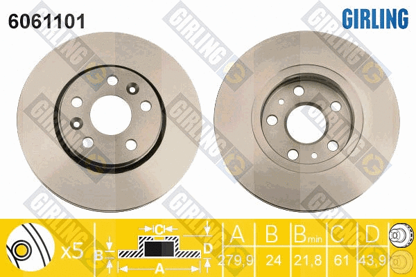 Disque de frein GIRLING 6061101
