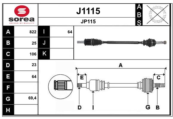 Arbre de transmission SNRA J1115