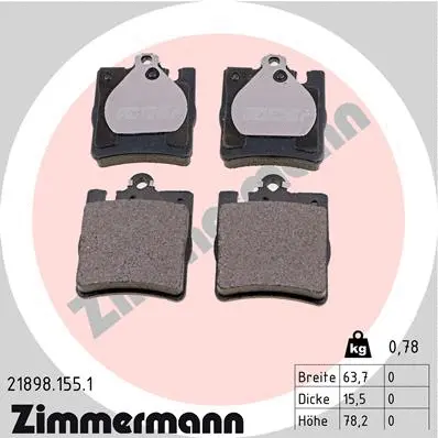 Kit de plaquettes de frein, frein à disque ZIMMERMANN 21898.155.1