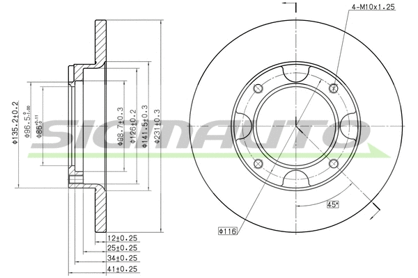 Disque de frein SIGMAUTO DBA087S