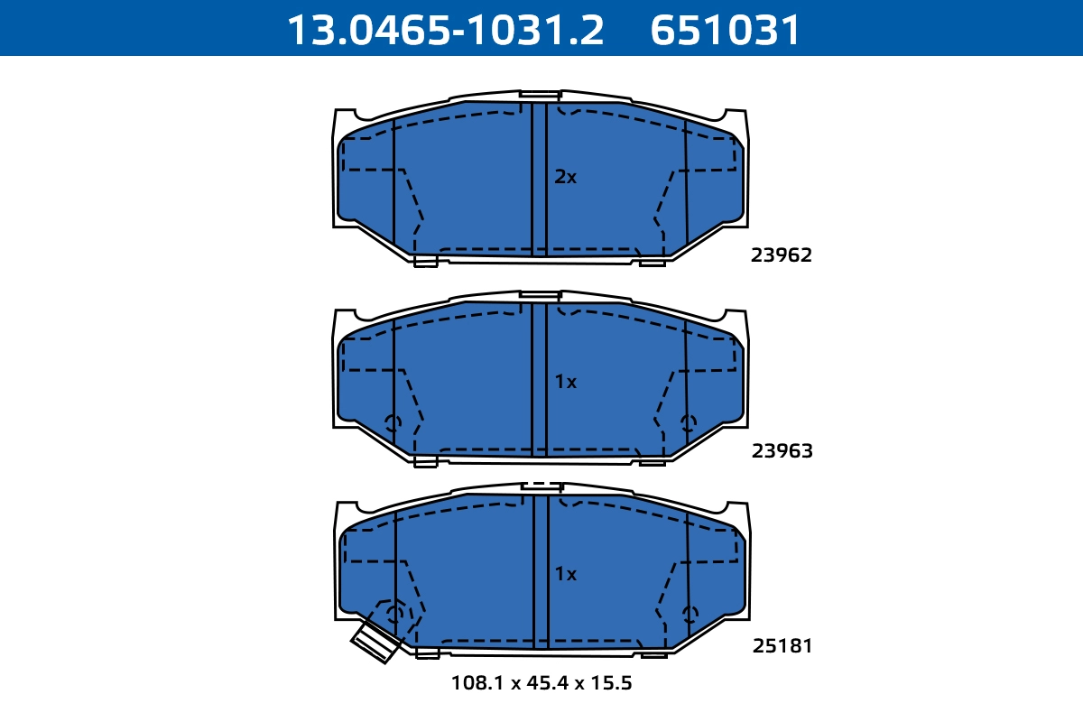 Kit de plaquettes de frein, frein à disque ATE-APAC 13.0465-1031.2