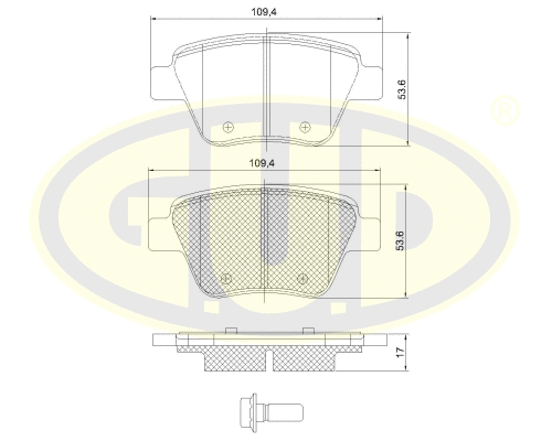 Kit de plaquettes de frein, frein à disque G.U.D. GBP142000
