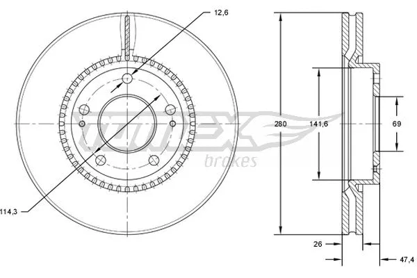 Disque de frein TOMEX Brakes TX 71-35