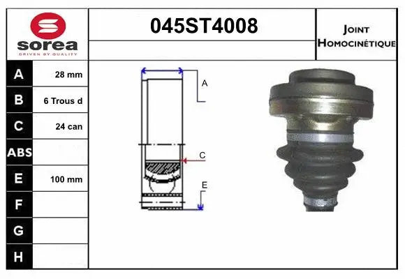 Jeu de joints, arbre de transmission STARTCAR 045ST4008