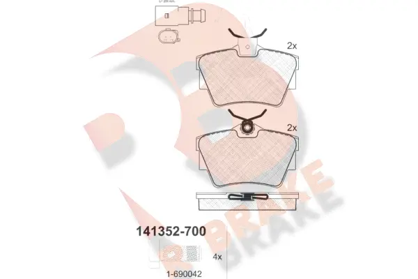 Kit de plaquettes de frein, frein à disque R BRAKE RB1352-700