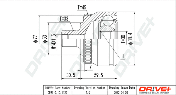 Jeu de joints, arbre de transmission Dr!ve+ DP2110.10.1122