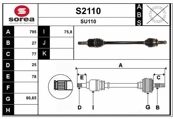 Arbre de transmission SNRA S2110
