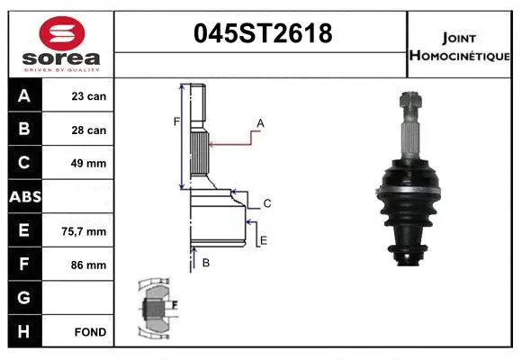 Jeu de joints, arbre de transmission STARTCAR 045ST2618