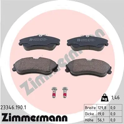 Kit de plaquettes de frein, frein à disque ZIMMERMANN 23346.190.1
