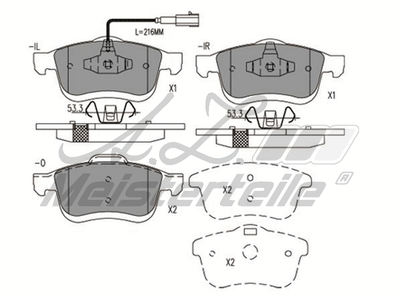 Kit de plaquettes de frein, frein à disque A.Z. Meisterteile AZMT-44-022-2220