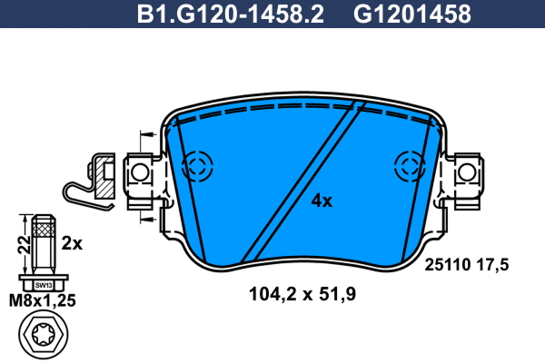 Kit de plaquettes de frein, frein à disque GALFER B1.G120-1458.2