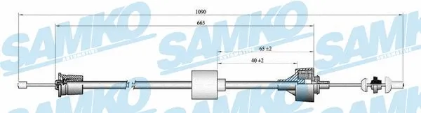 Tirette à câble, commande d'embrayage SAMKO C0191C