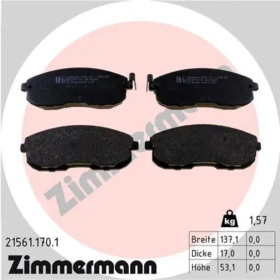 Kit de plaquettes de frein, frein à disque ZIMMERMANN 21561.170.1