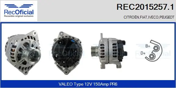 Alternateur RECOFICIAL REC2015257.1