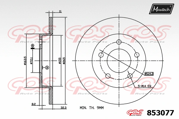 Disque de frein MAXTECH 853077