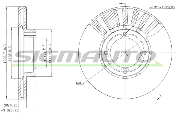 Disque de frein SIGMAUTO DBA808V