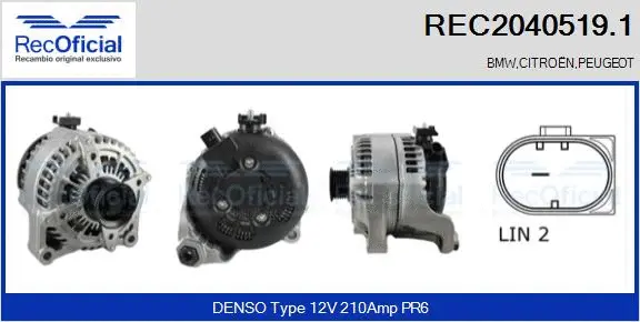 Alternateur RECOFICIAL REC2040519.1