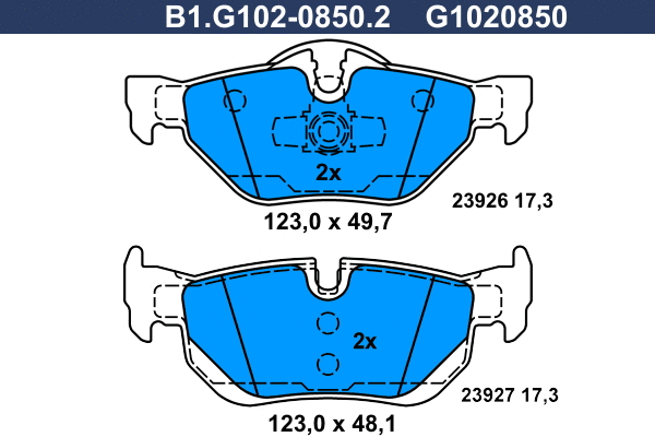 Kit de plaquettes de frein, frein à disque GALFER B1.G102-0850.2