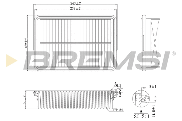 Filtre à air BREMSI FA1092