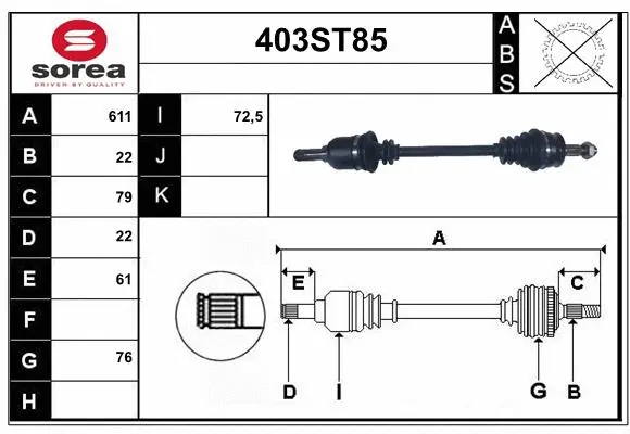 Arbre de transmission STARTCAR 403ST85