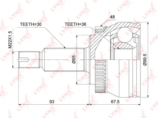 Jeu de joints, arbre de transmission LYNXAUTO CO-3885A