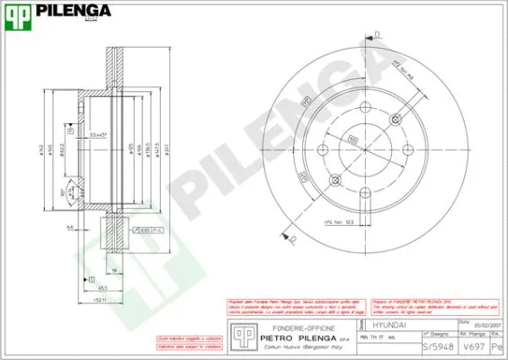 Disque de frein PILENGA V697