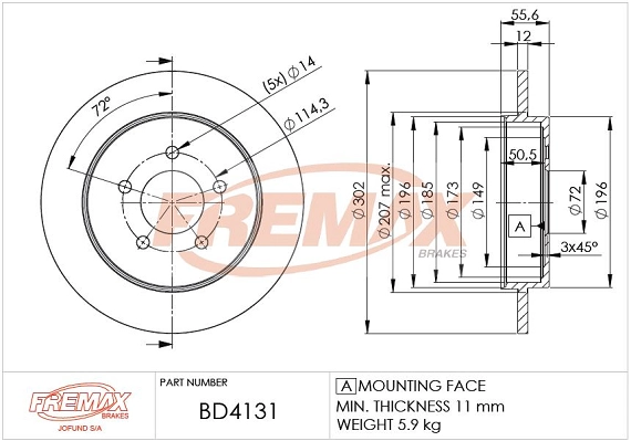 Disque de frein FREMAX BD-4131