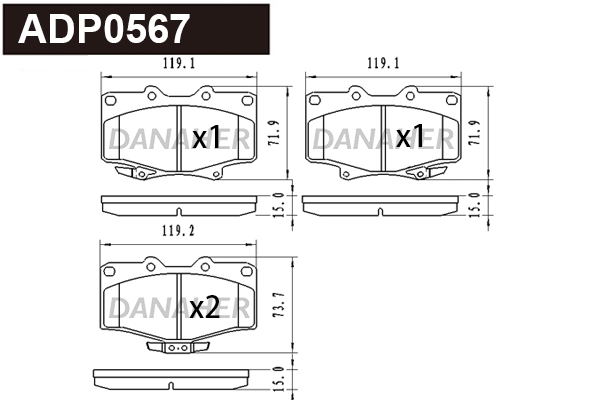 Kit de plaquettes de frein, frein à disque DANAHER ADP0567