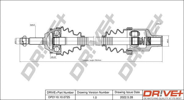 Arbre de transmission Dr!ve+ DP2110.10.0725
