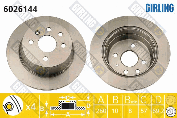 Disque de frein GIRLING 6026144